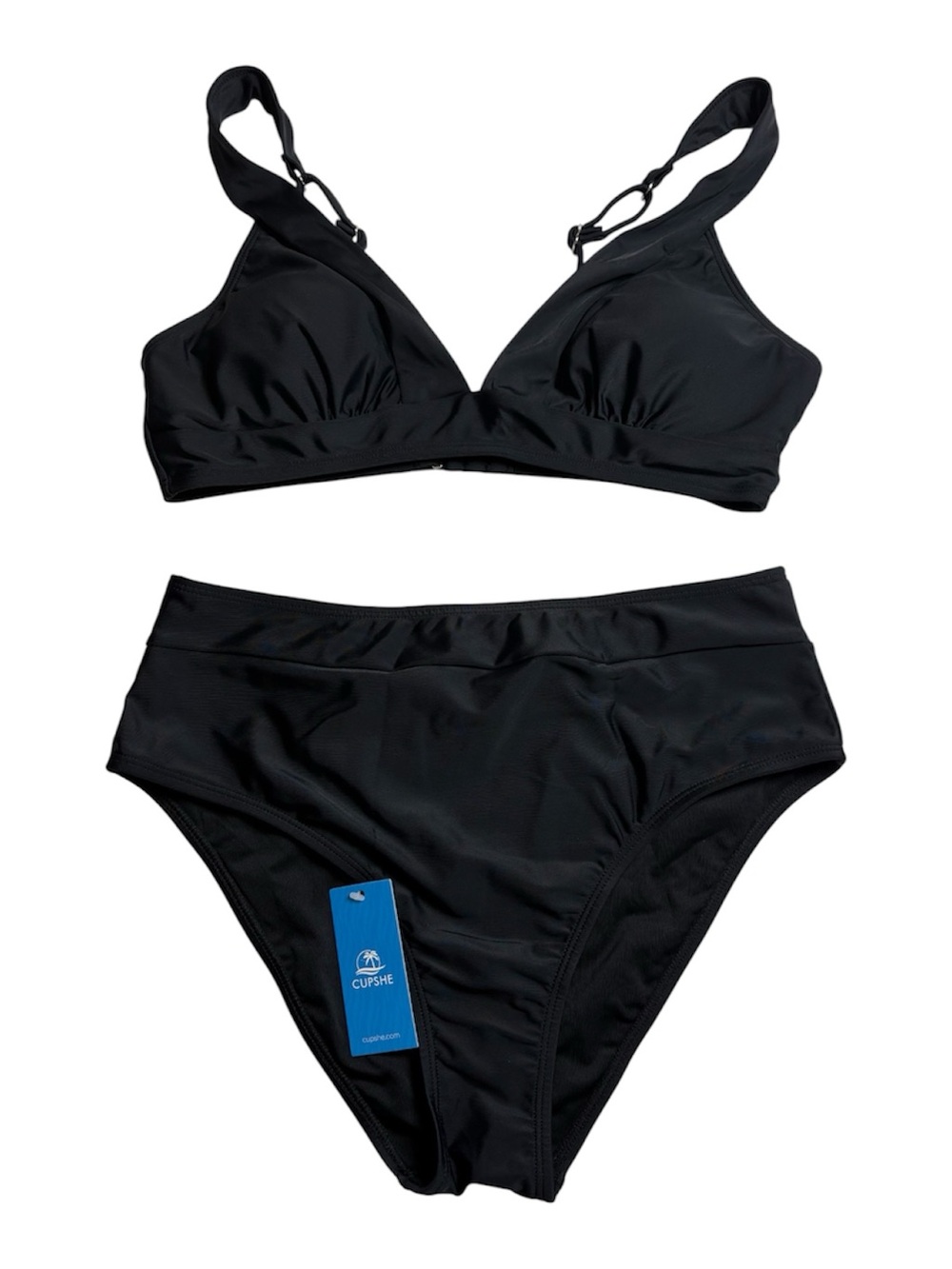 CUPSHE Little Escape Black Bikini Set Women’s Size Med High Rise NWT - Picture 3 of 13